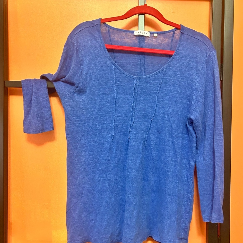 Habitat Royal Blue Long Sleeve Scoop Neck Top